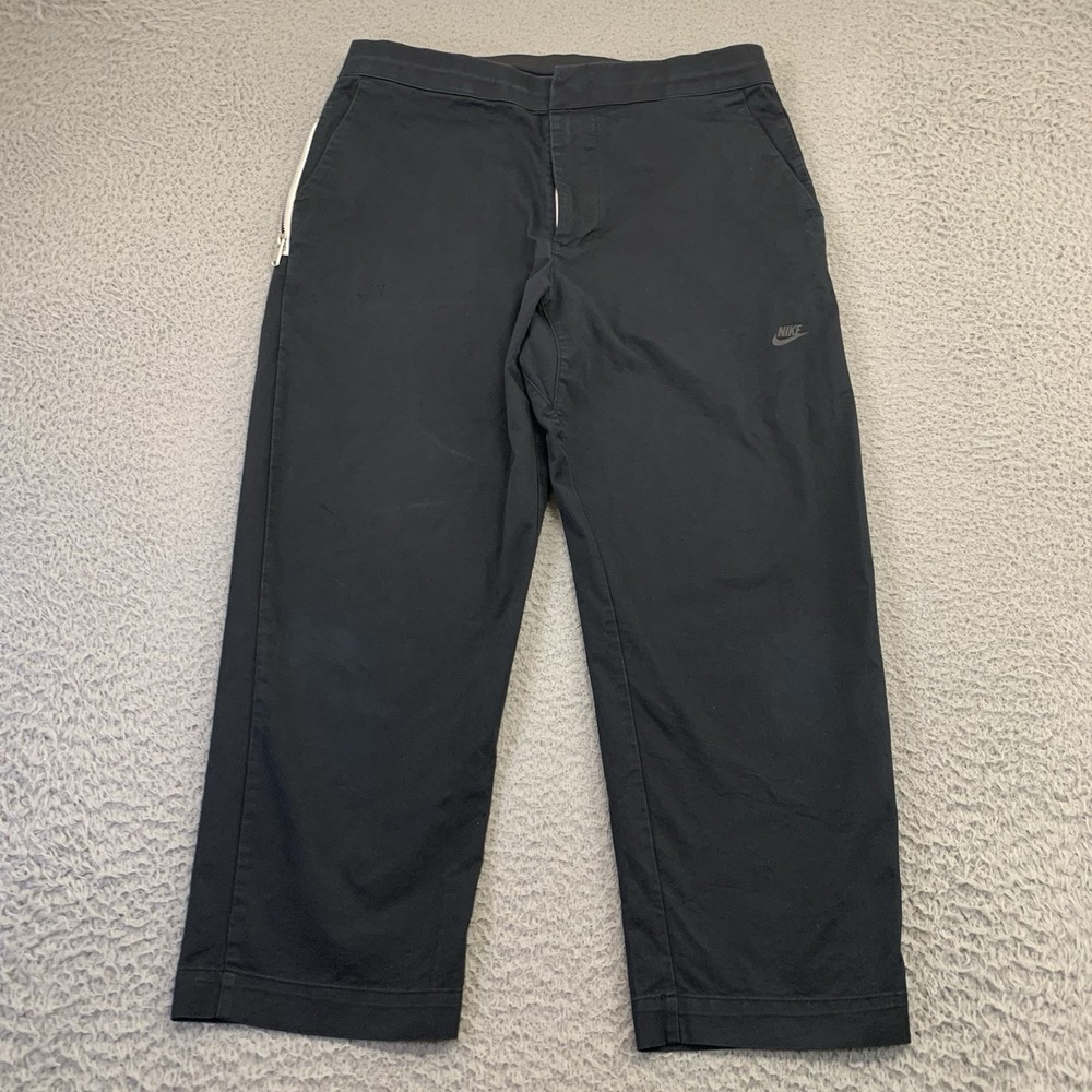 Nike Sportswear Cropped Sneaker Pants Mens 32 Unlined Woven 24" Inseam‎ Black